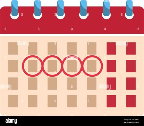 Calendar is marking the length of a menstrual cycle and highlighting period days. Calendar ...