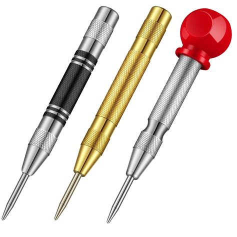3 Pcs Automatic Center Punch Tool, 5 Inches Spring Loaded Crushing Hand ...