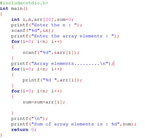 Image result for Simple Array Sum Program in C