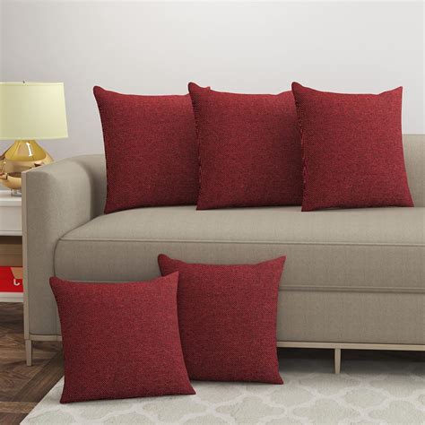 Buy Yellow Weaves Jute Texture Cushion Covers, 12 X 12 Inches, Maroon ...