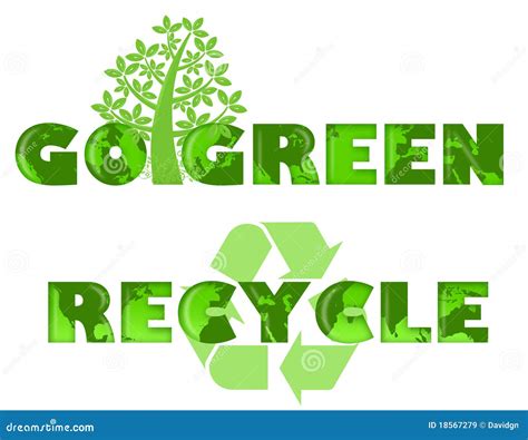 Go Green Recycle Logo with World Map Stock Illustration - Illustration ...