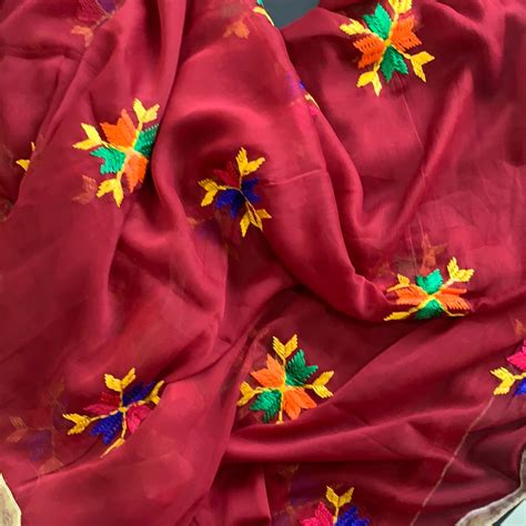 Traditional Simple Floral Butti Phulkari Dupatta - Various Colours ...