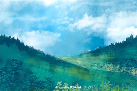 Landscape abstract watercolor background | Free Vector