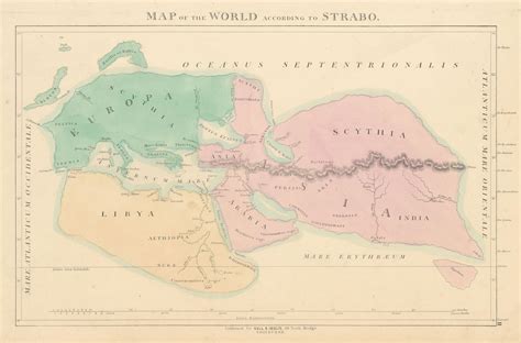 Map of the World according to Strabo. Europe, North Africa & Asia 1850 old ...