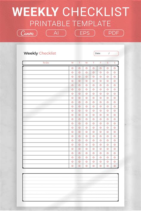 Free Printable Weekly Checklist 的图像结果