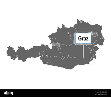 Map of Austria with road sign of Graz Stock Photo - Alamy