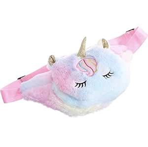 Adson Women Girls Kids Fluffy Fashion Makeup Bag Waist Bag Unicorn ...