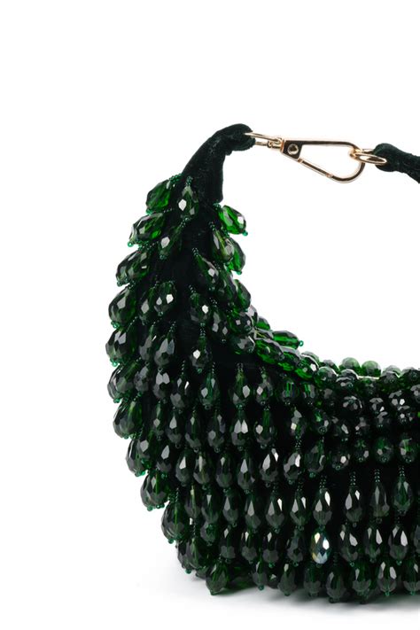 House of Kosha - Ophelia Green Embellished Hobo Bag - Elahe