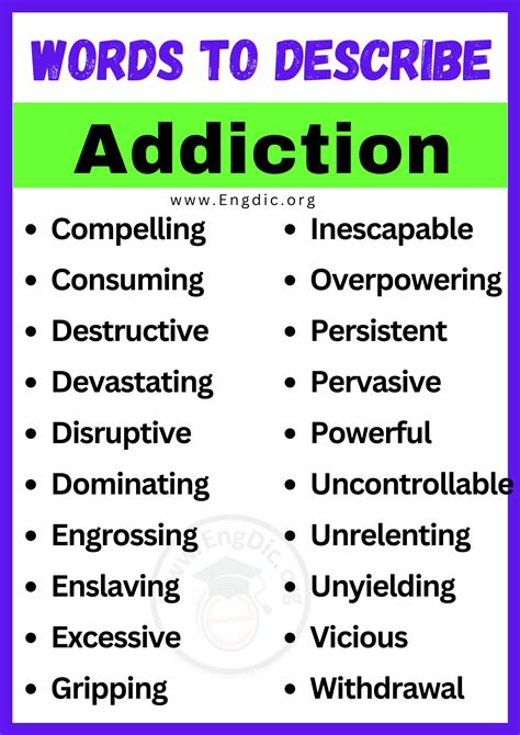 20+ Best Words to Describe Addiction, Adjectives for Addiction - EngDic