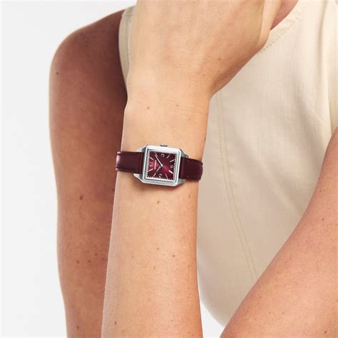 Movado Heritage 1917 Women Burgundy Leather Watch 3650247 – Just In ...