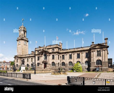 Exterior of South Shields town hall designed by Ernest Fatch and built ...
