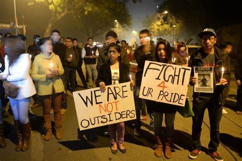 Students from northeastern states protest the death of Nido Tania