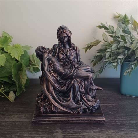 Hand-Painted Pieta Statue (Bronze Finish) – Mystical Rose