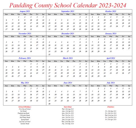 Paulding County School Calendar 2023-2024 - My School District Calendar
