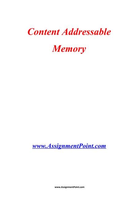 Image result for Working of Content Addressable Memory