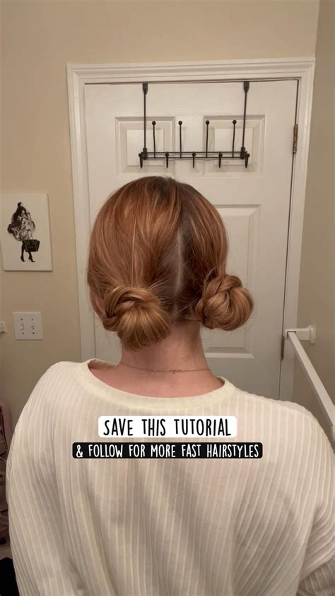 Two messy buns low messy bun style simple hair tutorials space buns ...