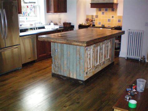 Kitchen island from salvaged doors | Reclaimed wood kitchen island ...