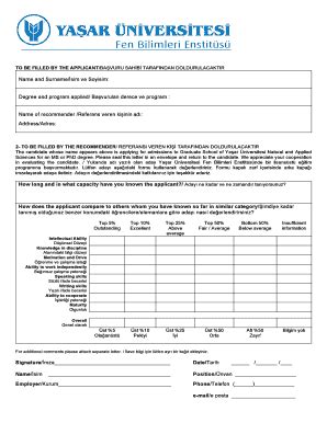 Fillable Online fbe yasar edu TO BE FILLED BY THE APPLICANT ?VURU SAH?B ...