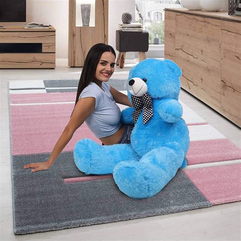 Buy OSJS Teddy Bear with Neck Bow 5 Feet 152 cm Sky Blue Stuffed Spongy ...