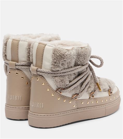 Curly Rock shearling-trimmed leather snow boots in grey - Inuikii ...