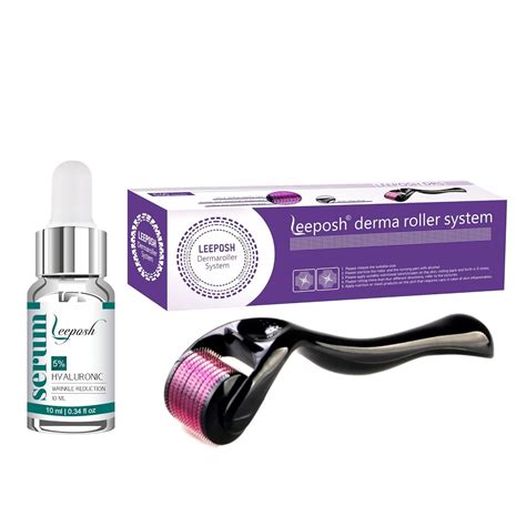 Leeposh Dermaroller 0.5 Mm Derma roller serum Hyaluronic Acid 5% ...