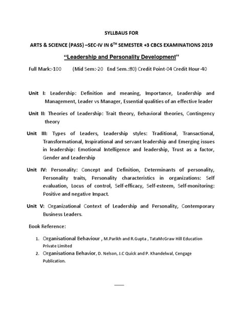 Leadership Course Syllabus 的图像结果