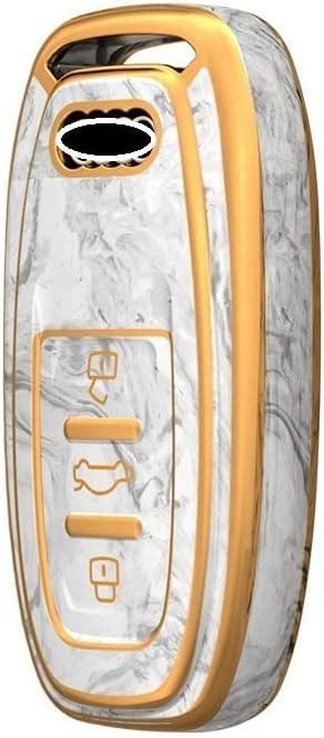 JVCV® Marble Gold Border TPU Key Cover Compatible with Audi Smart Key ...