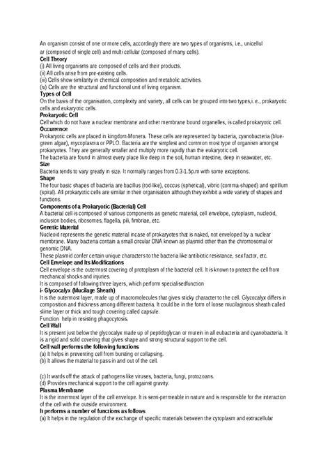 Cell notes school - An organism consist of one or more cells ...