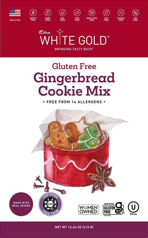 Extra White Gold Gluten Free Gingerbread Cookie Mix for Baking, Plant ...