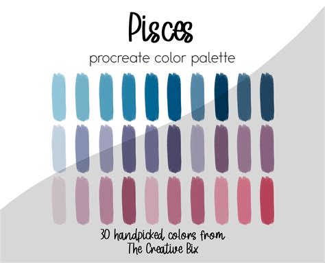 Pisces Zodiac Procreate Palette, Zodiac Colors, 30 Colors, Color ...