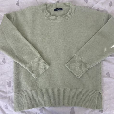 light green sweater no sized marked fits s-m best - Depop