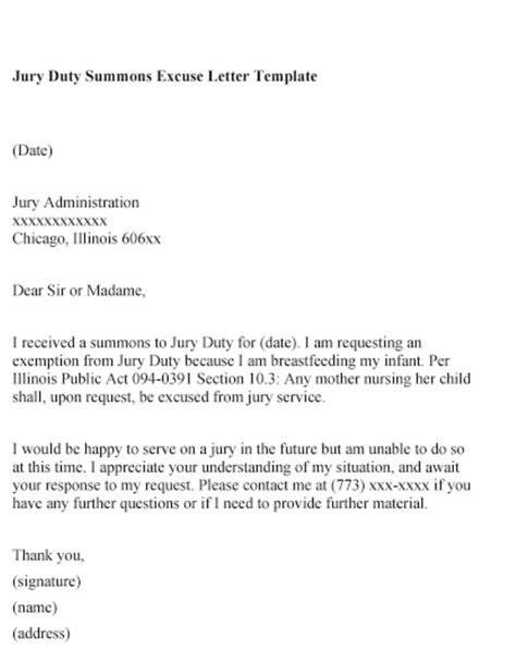Write a Jury Duty Excuse Letters. - Brainly.in