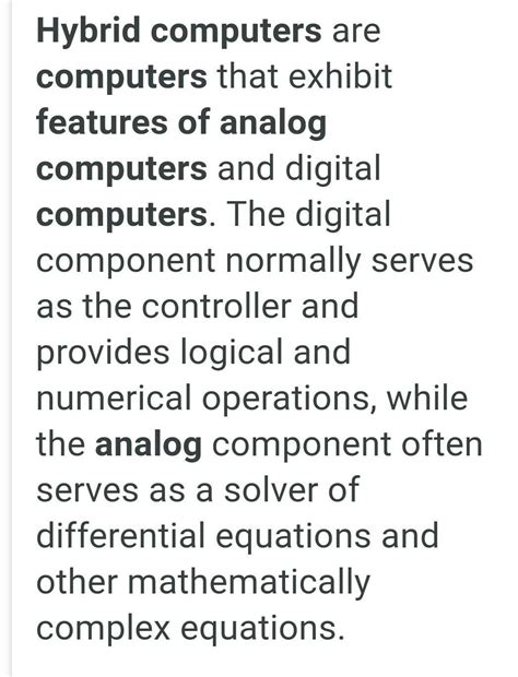 Mention one special feature of Hybrid Computer - Brainly.in