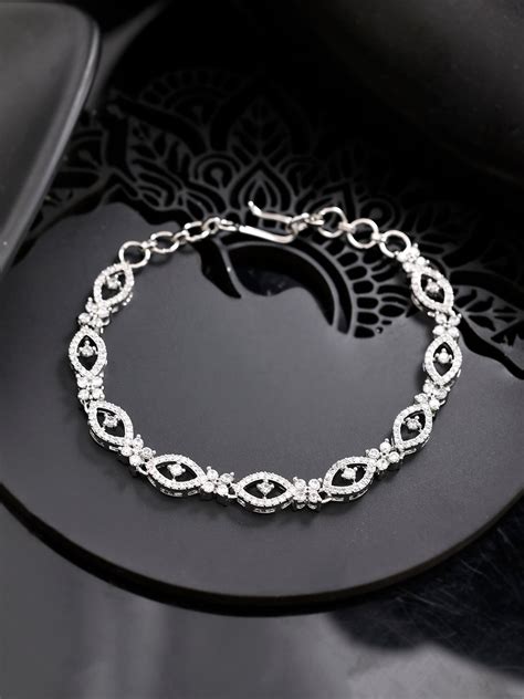 Buy Silver-Plated American Diamond Bracelet for Girls and Women ...