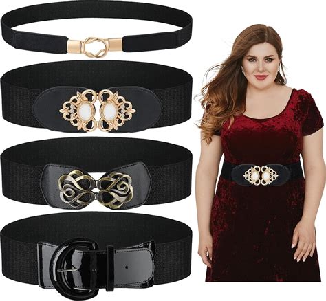 Xtinmee 4 Pcs Plus Size Waist Belts for Women for Dresses Wide Buckle ...