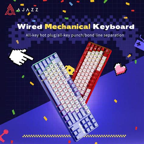 AJAZZ Teclado mecânico com fio AJAZZ AK870 MC, 87 teclas, teclas de ...