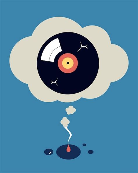 A thought bubble with a cracked record playing the same negative ...
