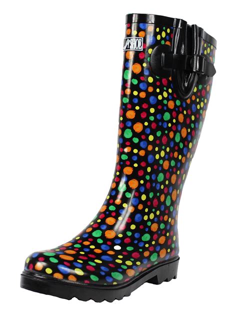 Fashion Rain Boots for Women Dot Pattern Rubber Waterproof Womens Rain ...