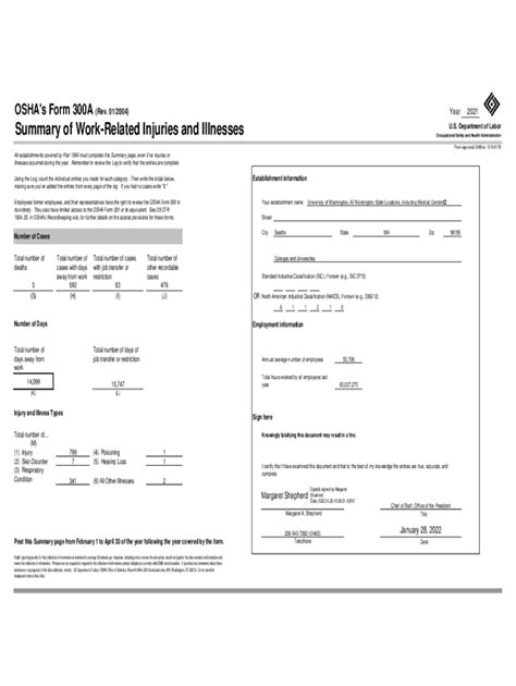 Fillable Online OSHA's Form 300A (Rev. 01/2004 ... - ehs-web01.s.uw.edu ...