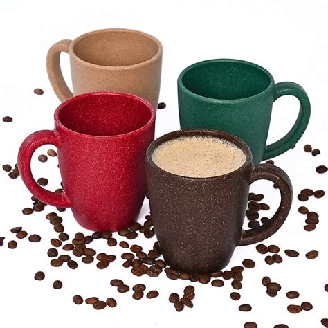 Buy Eha Earth-Friendly Classic Coffee Mug Set of 4 | 300 ml | Made with ...