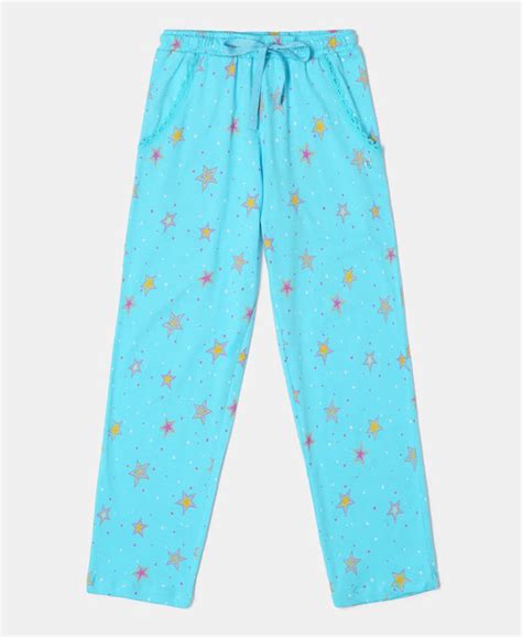 Buy Girl's Super Combed Cotton Printed Pyjama - Blue Curacao Printed ...
