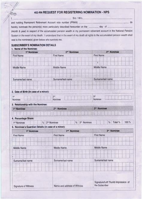Nomination details for NPS subscribers | Central Govt Employees - 7th ...