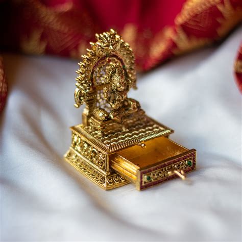 Antique Gold Nakshi Design Mahalakshmi Kum Kum Box – Happy Pique