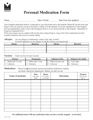 Medication Form - Fill and Sign Printable Template Online
