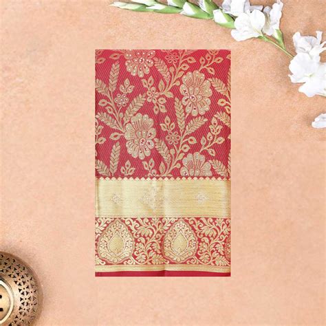 Red Color Golden Zari Border Wedding Silk Saree – Thenianantham