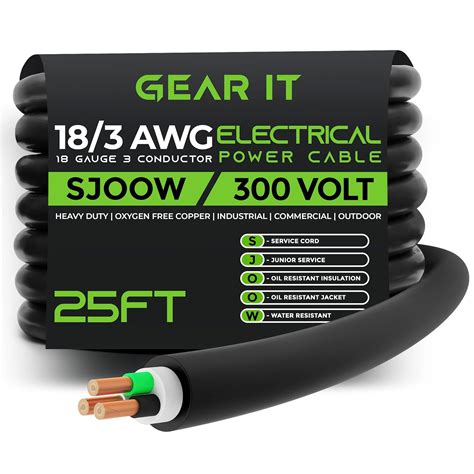 GearIT 18/3 18 AWG Cable de alimentación portátil (25 pies - 3 ...