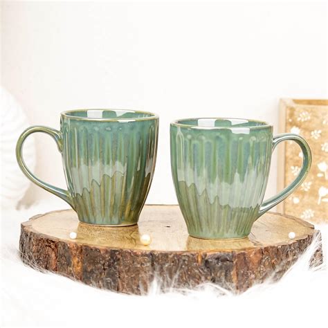 Buy The Earth Store Glam Green Studio 330ml Ceramic Coffee Mug ...