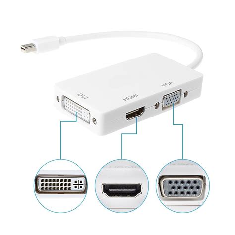 BlueInk 3 in 1 Mini DP Display Port to DVI/ VGA/ HDMI Adapter Converter ...