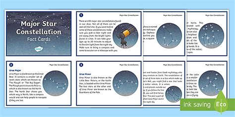 Major Star Constellations Fact Cards (teacher made) - Twinkl