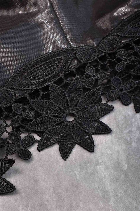 Black shimmer sweet heart neck blouse with net yoke & lace detailing